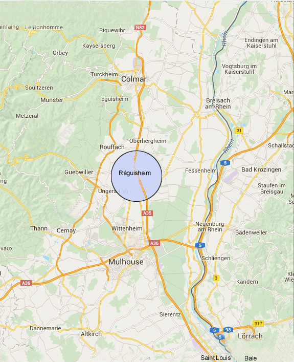 15 minutes de Colmar et de Mulhouse, 1h de Strasbourg